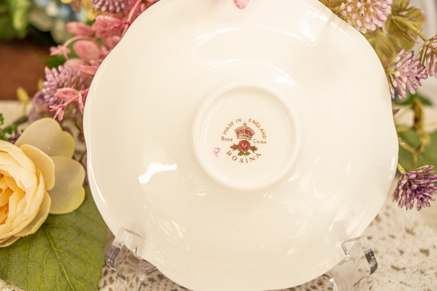Rosina Bone China Teacup & Saucer – Chintz Floral Pattern #5065