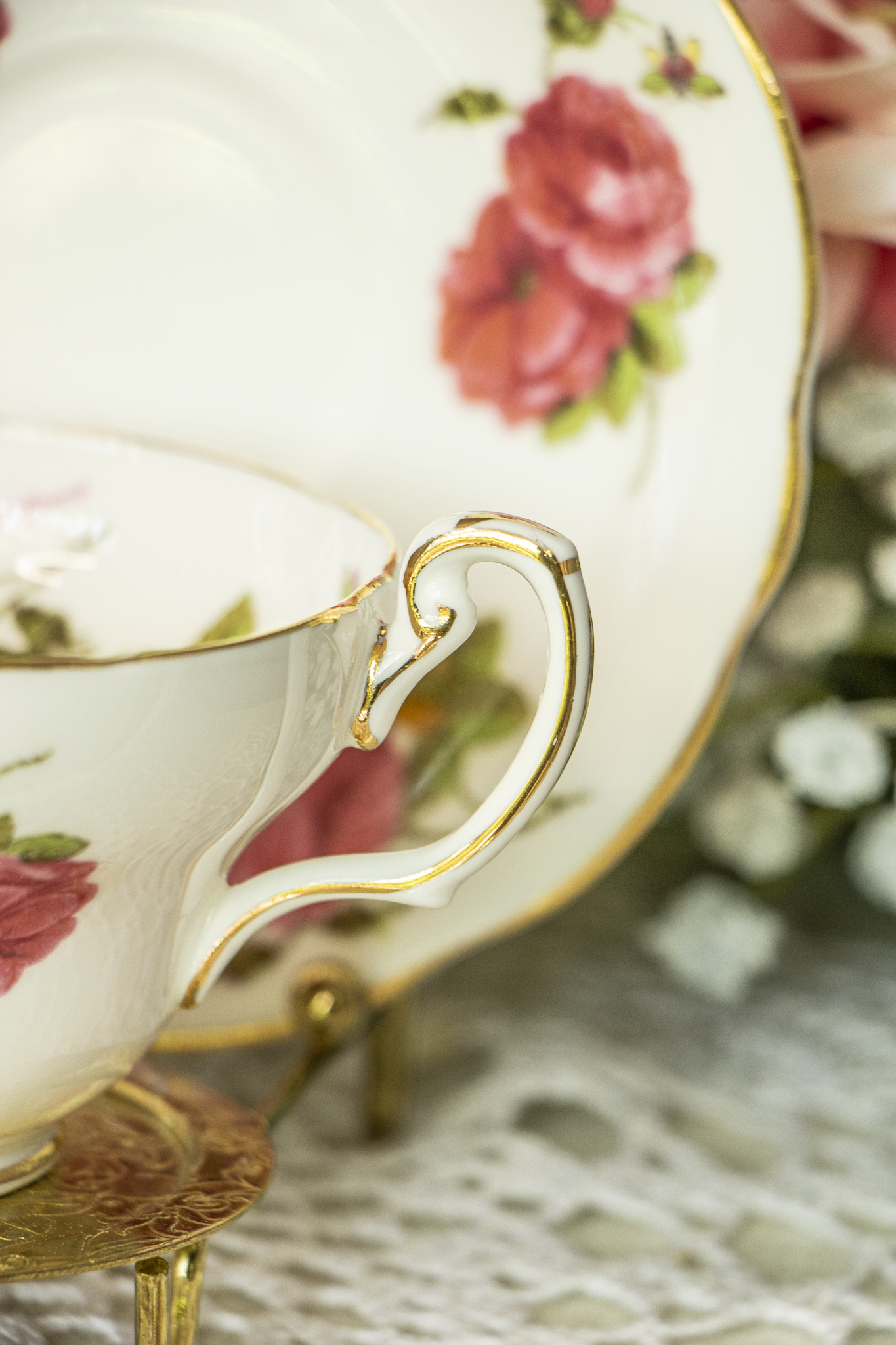 Foley Century Rose Teacup & Saucer - Mint Condition - Signed by Paul Granet - 1950 Centennial Edition