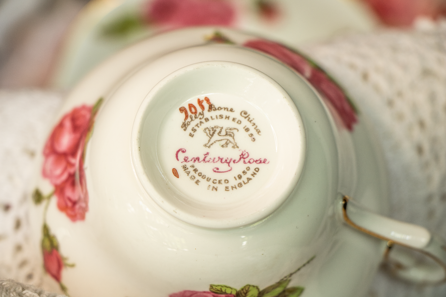 Foley Century Rose Teacup & Saucer - Mint Condition - Signed by Paul Granet - 1950 Centennial Edition