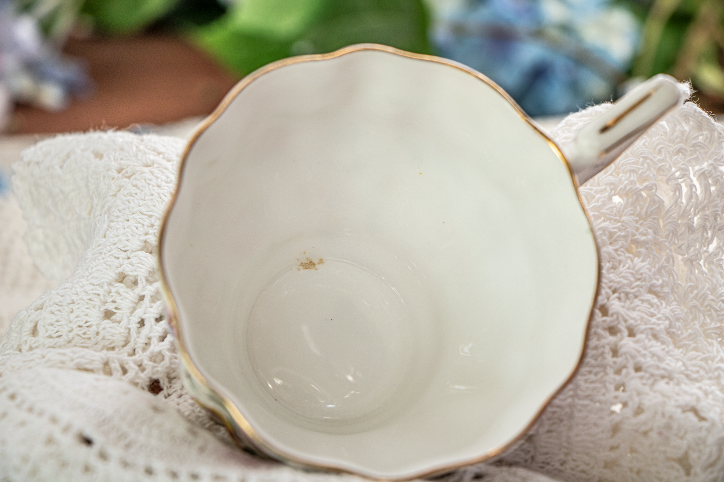 Salisbury England Bone China Teacup and Saucer - Multicolor Floral Spray Pattern #3445, Gold Trim