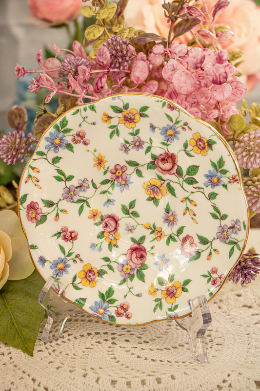 Rosina Bone China Teacup & Saucer – Chintz Floral Pattern #5065