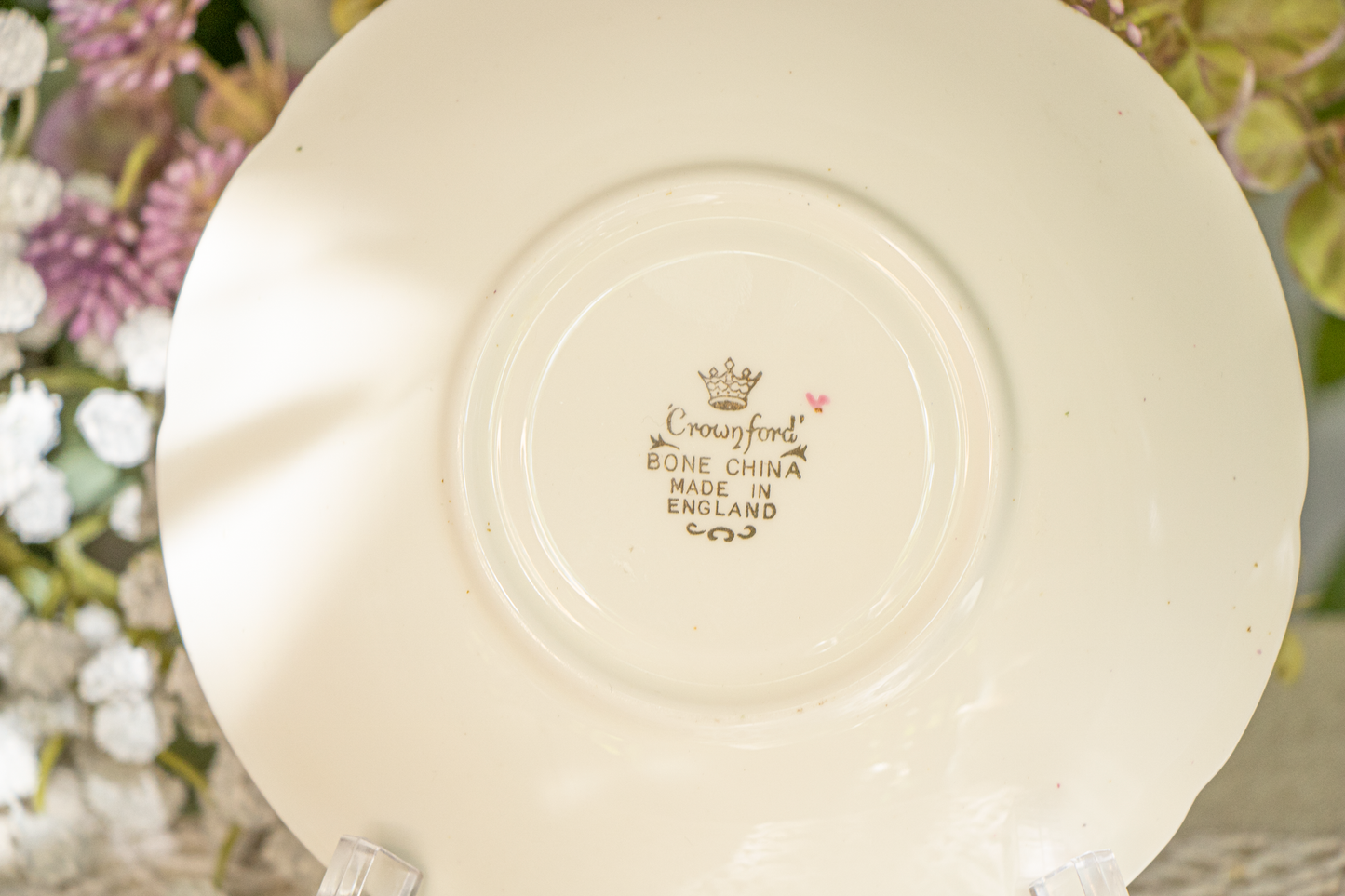 Crownford Bone China Teacup & Saucer – Pink Roses Chintz – Made in England