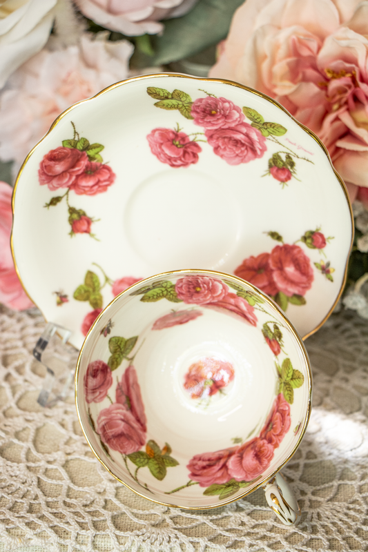 Foley Century Rose Teacup & Saucer - Mint Condition - Signed by Paul Granet - 1950 Centennial Edition