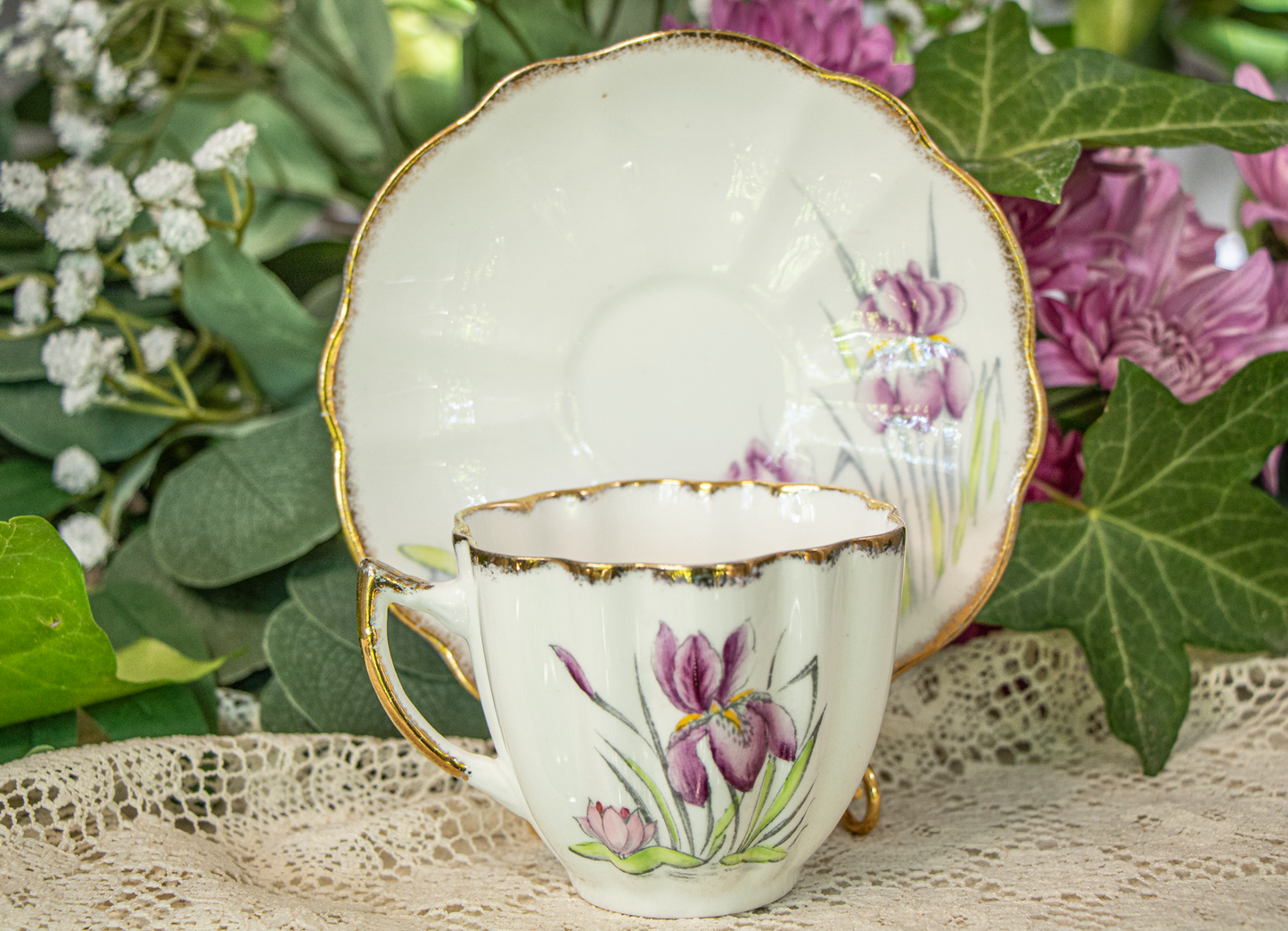 Melba Bone China Teacup & Saucer – Water Garden Dreamscape