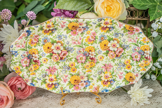 James Kent Ltd. "Mille Fleurs" Chintz Floral Tray – 10" – Made in England (Fenton)