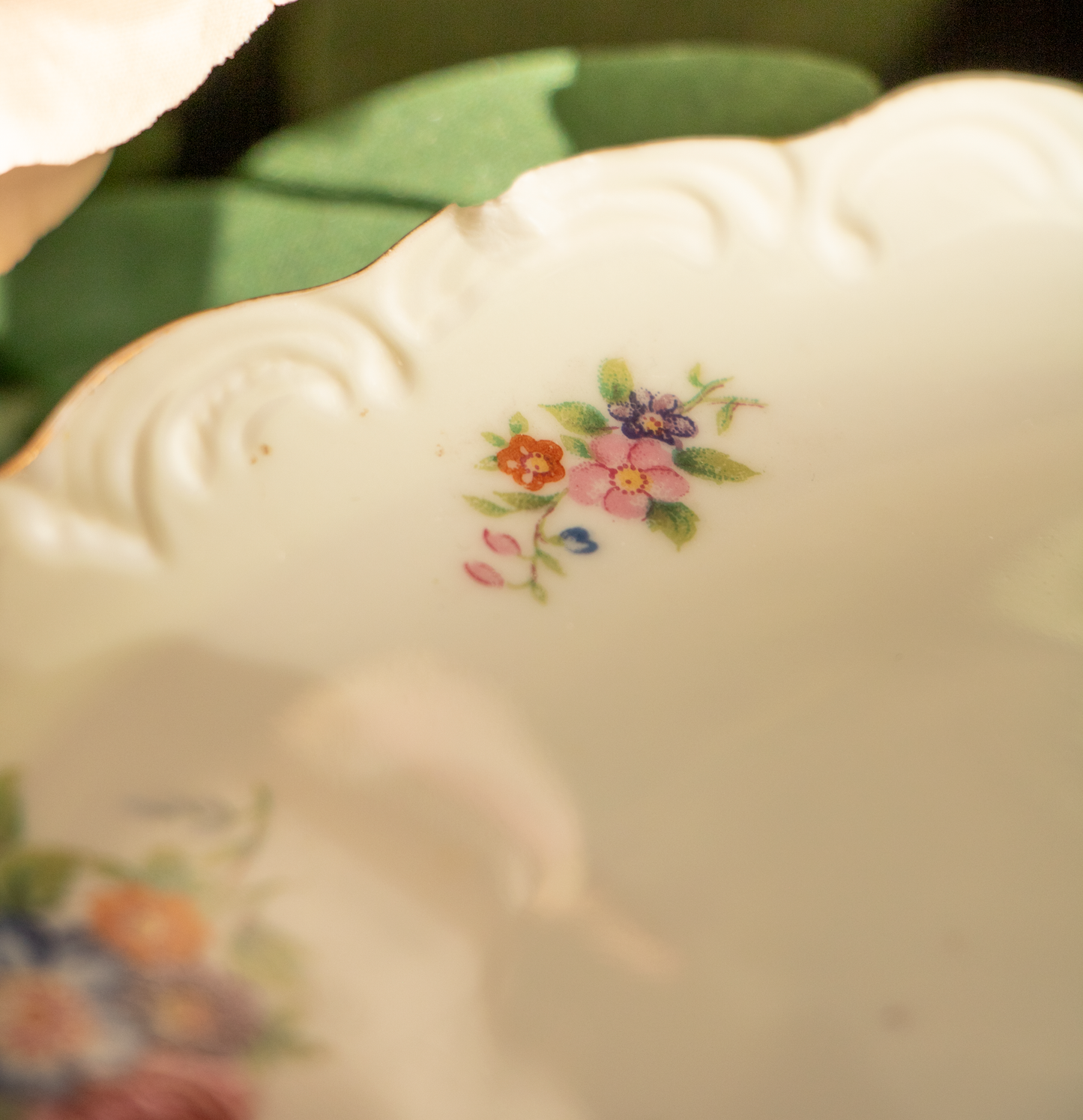 Two-Tier Floral Porcelain Serving Tray