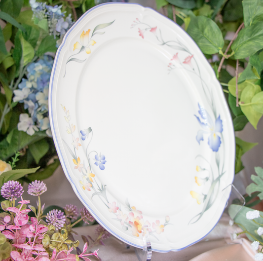 Villeroy & Boch “Riviera” 12.5" Service Plate (Charger) – VITRO‑Porcelaine, Watercolor-Style Floral Pattern