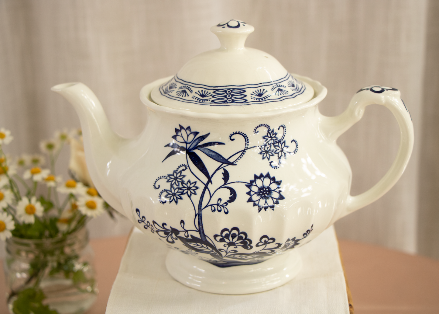 Nordic Blue Tea Service – Vintage Teapot Set with Silver Accents