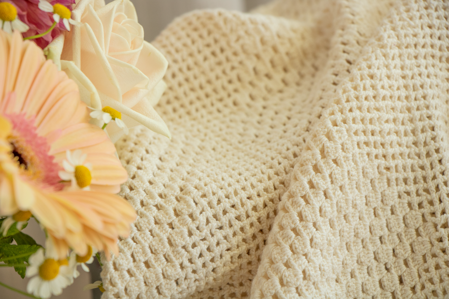 Handmade Crocheted Tablecloth – 42” x 42” - Mid-Century