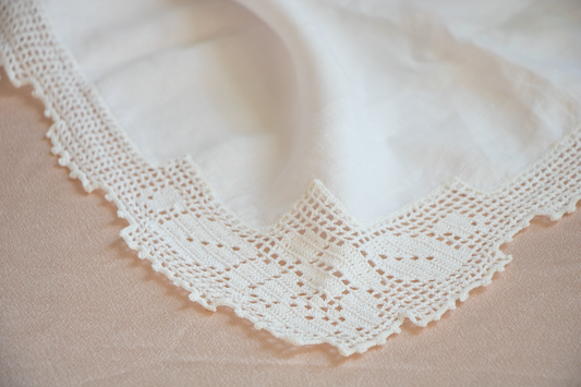 White Table Runner - Crocheted Lace Edging