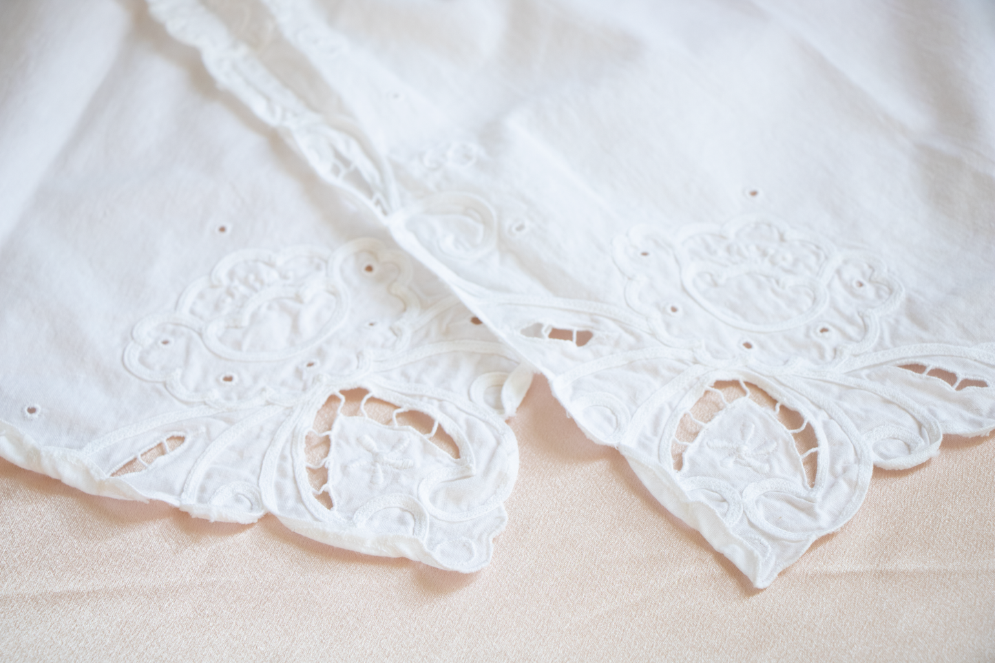 Elegant White Embroidered Cutwork Table Runner