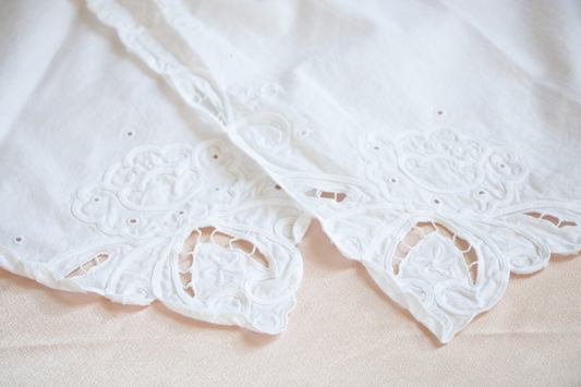 Elegant White Embroidered Cutwork Table Runner
