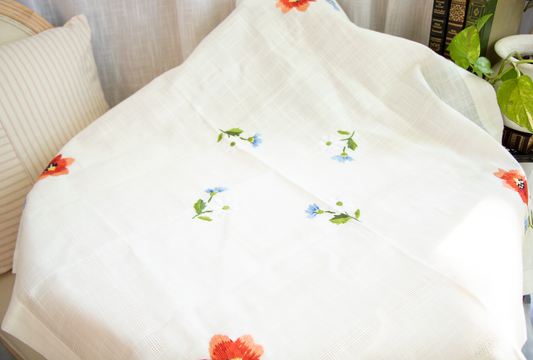 Embroidered Tablecloth/Topper Floral Motifs