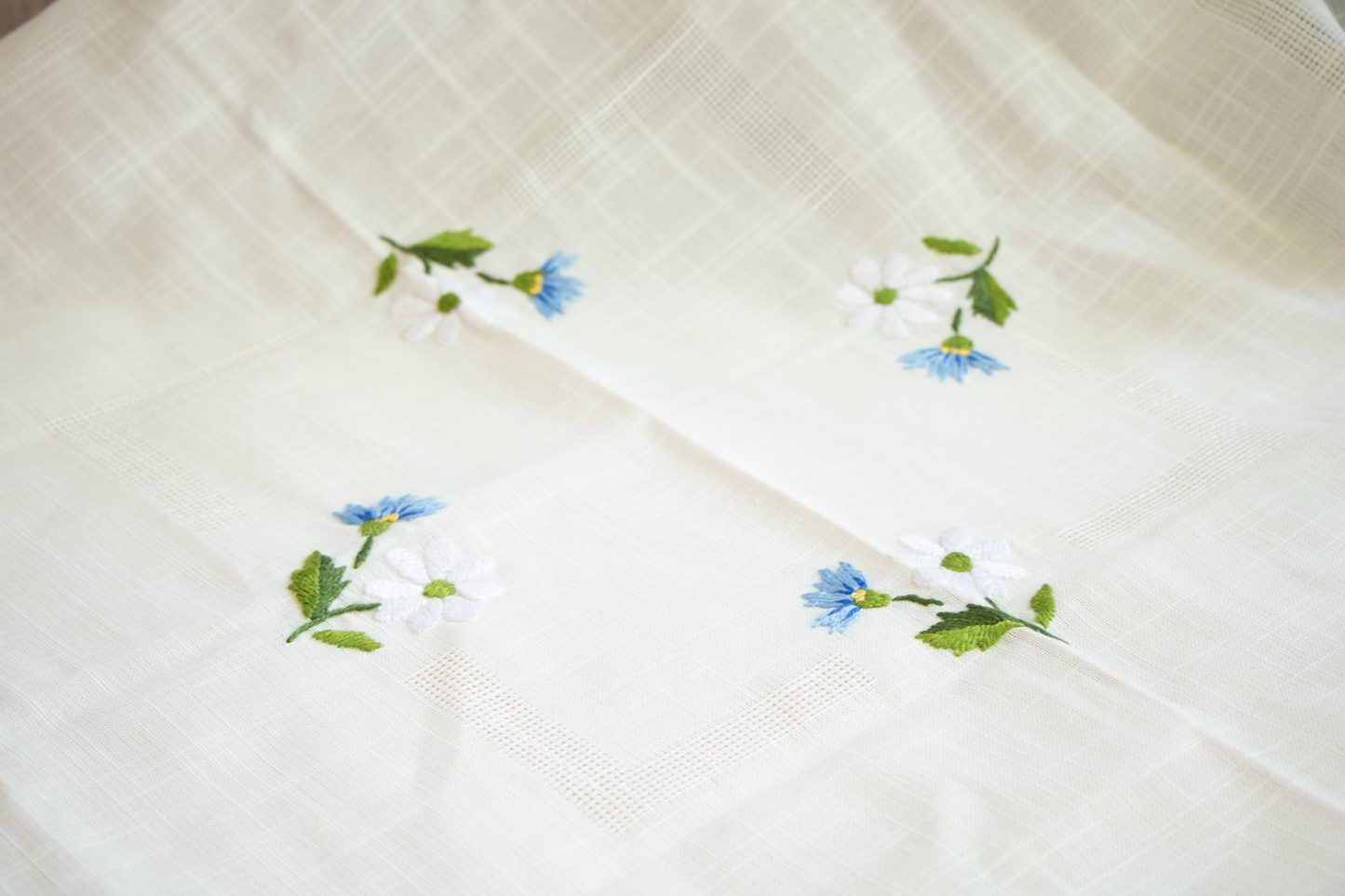 Embroidered Tablecloth/Topper Floral Motifs