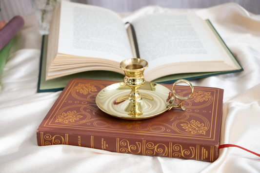 Brass Chamberstick – 2" x 5" Victorian-Style Candle Holder