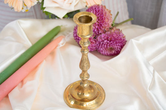 Solid Brass Candlestick Holder – 7¼" Tall