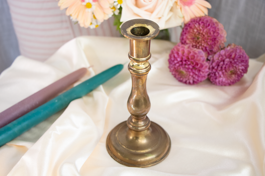 Vintage Brass Candlestick Holder – 7 1/2" Tall