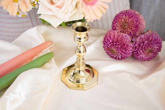 Classic Brass Candlestick Holder - Octagon Base