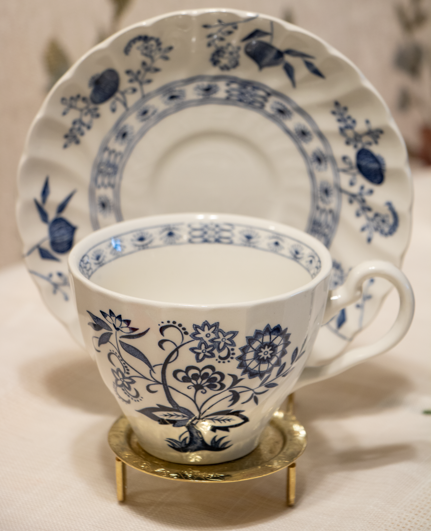 Nordic Blue Tea Service – Vintage Teapot Set with Silver Accents